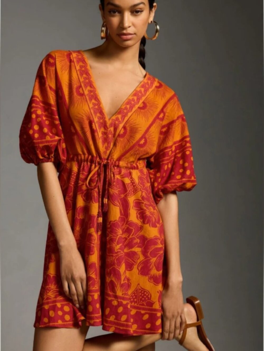 Farm Rio x Anthropologie Printed V-Neck Tunic Dress